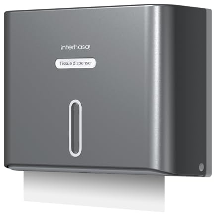interhasa! Commercial Paper Towel Dispenser Wall Mounted Hand Towel Dispenser with Key Lock C-Fold Paper Towel Dispenser Large Capacity for Bathroom Adhesive Grey