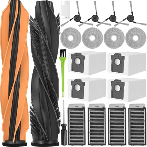 L50s L40s Pro Ultra Accessoires pour Dreame X50 Ultra Complete/ L40s Pro Ultra / L50s Pro Ultra Pièces de Rechange X50 2 Brosse Principale 4 Sacs à Poussière 4 Chiffons 4 Filtres 4 Brosse Latérale