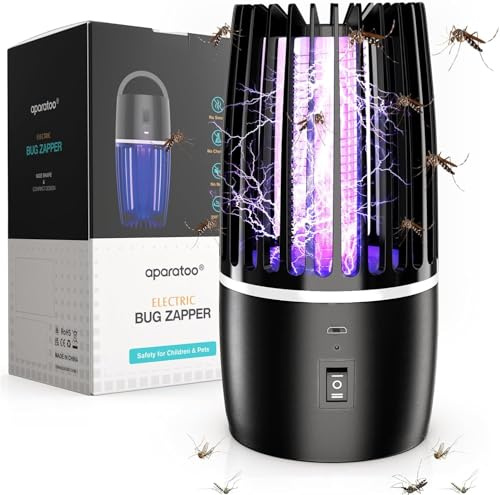Electric Fly Zapper, Portable Fly Catcher, 4000mAh Rechargeable Mosquito Killer, 2 in 1 Killer with UV Lamp And Lighting Lamp,360° Attract Zap Flying Insect For Indoor Outdoor (Black)