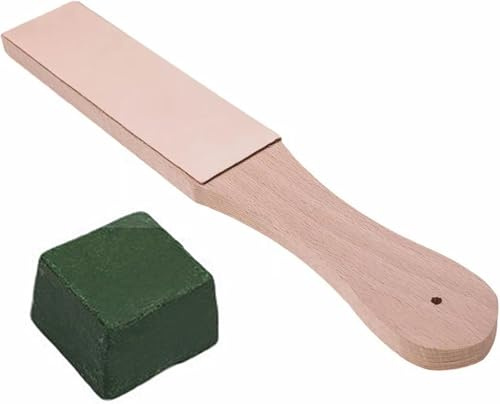 Afilador de Cuero, Kit de Afilado de Cuero para Afilar Cuchillos, Juego de Afilado y Pulido de Cuchillos con Pasta de Pulir