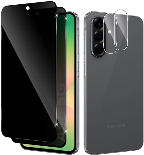 Yenwen Sichtschutzfolie für Samsung Galaxy A56 5G für Panzerglas, 2 Stück Sichtschutz und 2 Stück Kameraschutz für Samsung A 56, 9H Härte Privacy Schutzfolie Folie Anti Spy Blickschutzfolie