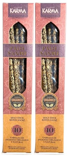 Pack 2 Cajas DE Incienso ORGÁNICO Natural DE Palo Santo Hecho A Mano (10 Varillas por Caja).