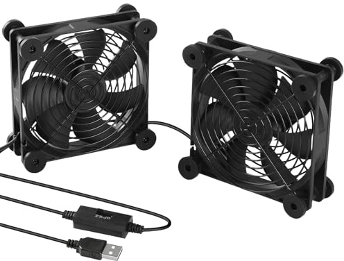 Bigqin 2 Paquetes Ventilador PC 120 mm, 5V Ventiladores PC con 3 Velocidades Ajustables Silencioso para Ordenador, DVR, Xbox, TV Box, Enrutador, Receptor