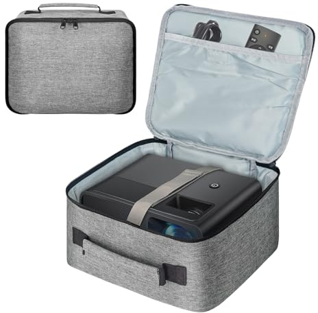 Grekos Projector Carrying Bag,Projector Carrying Case for Accessories,Portable Carrying Bag with Compartment & Adjustable Shoulder Strap for DR.J Professional and QKK Mini Projector (ID:10.4*8.8*5in)
