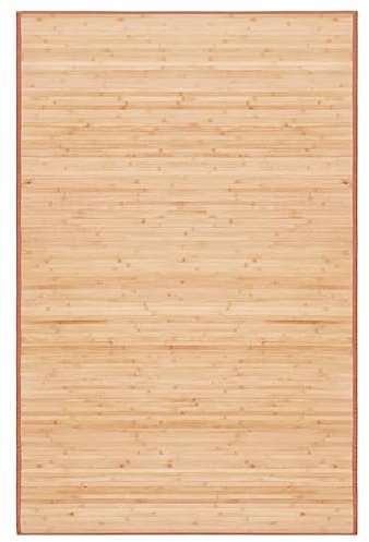 QUAHEAS Bambu matta 100 x 160 cm brun, naturlig vardagsrumsmatta med halkfri undersida, robust sovrum bambumatta, lättskött områdesmatta