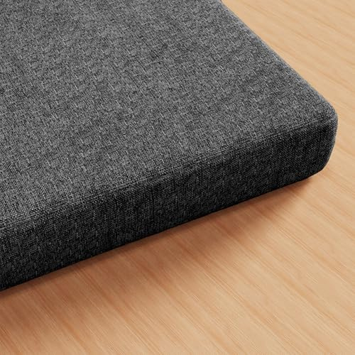 WEIZERO Cuscini per Panca Personalizzati 50 x 112 cm con Fondo Antiscivolo Terrazza Sedie Cuscini Parte Inferiore Antiscivolo per Panca da Giardino, Patio, Finestra a Bovindo, Grigio Scuro