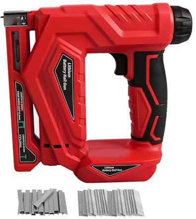 Clavadora inalámbrica compatible con batería Milwaukee M18 de 18 V, pistola de clavos inalámbrica 2 en 1, pistola de clavos eléctrica de calibre 18 con 1000 clavos y 1000 grapas para carpintería