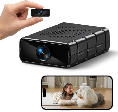 JAXION 4K Mini Überwachungskamera Innen WLAN,Kamera Live Übertragung Handy | Lange Standby Akku Kamera, Bewegungsmelder, Nachtsicht, SD & Cloud Speicher für Zuhause, Baby & Büro