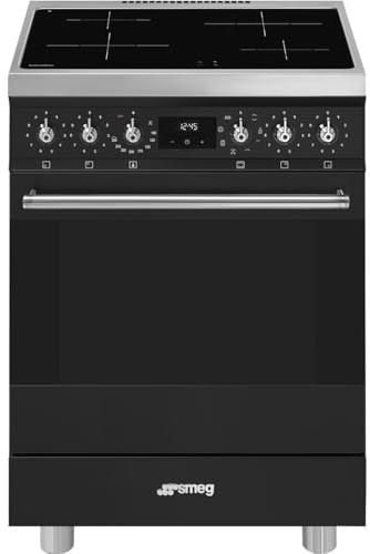 Smeg C6IMMBM2 Cuisinière à induction, 60 cm, esthétique classique, 4 zones, four électrique, Vapor Clean, couleur noir mat, classe énergétique A