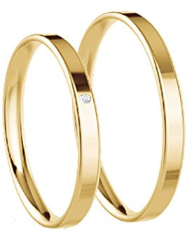 Klassische Trauringe mit 0,005ct. Verlobungsringe in 333 Gold Eheringe 8 Karat Gelbgold 2 mm Breite JC501 Paarpreis(0.005)