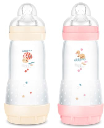 MAM Anti-Colic Baby bottles 320 ml, pack of 2 for girls, Teat size 2 (4 months+)