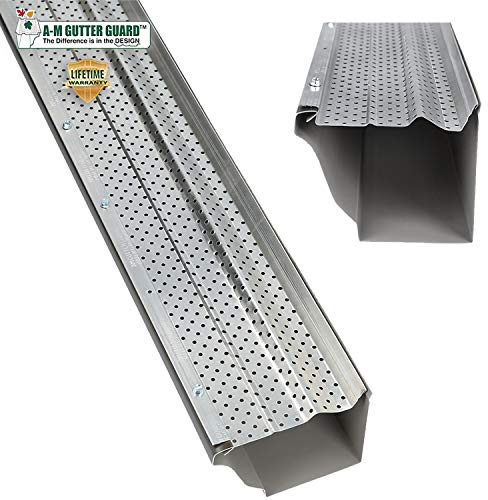 A-M Gutter Guard – Premium Heavy-Duty Lifetime Quality Aluminum - Leaf & Debris Protection, (5 Inch - 200 Feet, Mill Finish) - DIY Easy - Made in The USA