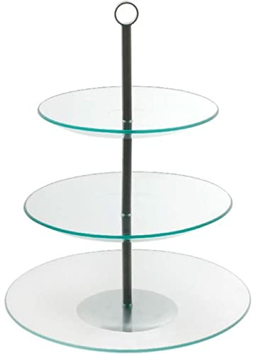 AMBITION Etagere 3 Etagen rund Leila ⌀30 Glas Kuchenständer Edelstahl für Obst Kuchen Cupcakes transparent
