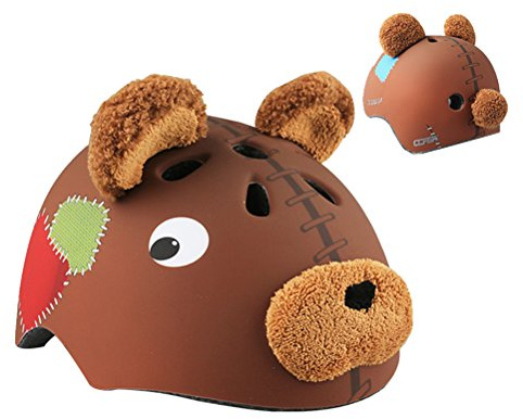 Children's Bike Helmet Boys and Girls Helmet Size S 50-54cm Brown Bear | Plastic Shell, Quick Release Buckle Straps, Air Ventilation Holes Design, Adjustable Fit for Skating and Minibike Riding