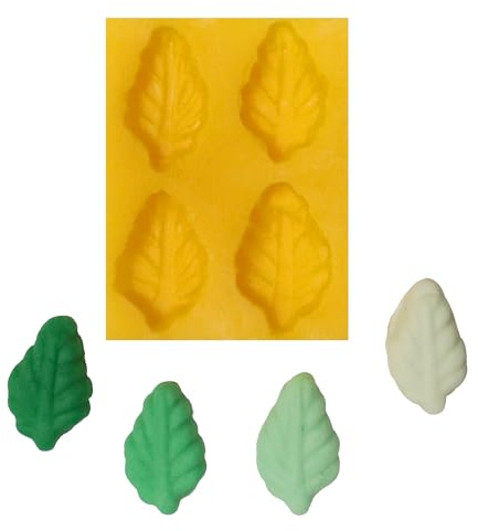 Leaf 4 Cavity Flexible Silicone Molds for Cream Cheese Mints, Chocolate, Fondant, Gummy, Fat Bombs, Ice Leaf, Soap, Buttercream, Butter, Candy Melts, Cookie Dough, Mousse