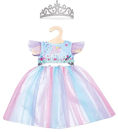 Heless 2130 - Kleid für Puppen im Design Fee und Einhorn, mit silberner Krone, Größe 35 - 45 cm