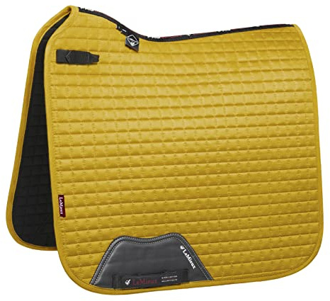 LeMieux Suede Horse Riding Dressage Square Saddle Pad in Dijon with Soft Bamboo Lining - Sweat Absorbing and Comfortable - S / M
