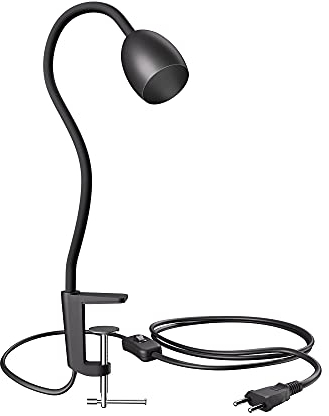 ledscom.de Lampada a pinza, collo d'oca KLUK, interruttore, nero opaco, 1x GU10 max. 60W