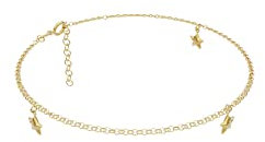 stylected Italienisches Fußkettchen mit feiner 18K Vergoldung - Länge verstellbar von 22-25cm - Wasserfeste Fußkette mit stilvollem Samtbeutel für Damen, Frauen und Mädchen