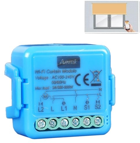 anvek Interruttore Tapparelle WiFi, Modulo Comando Timer per Persiane Elettriche Senza Fili, Compatibile con Alexa e Google Home, Controllo App Smart Life Tuya (1)