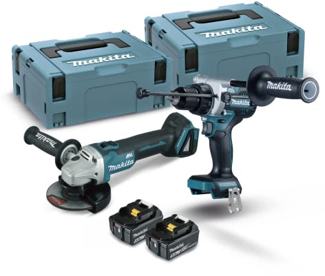 Makita DLX2413TJ DGA504Z/DHP486Z/BL1850Bx2 Combo Kit, LXT Tipo, 5.0Ah, 18 V Tensión de La Batería