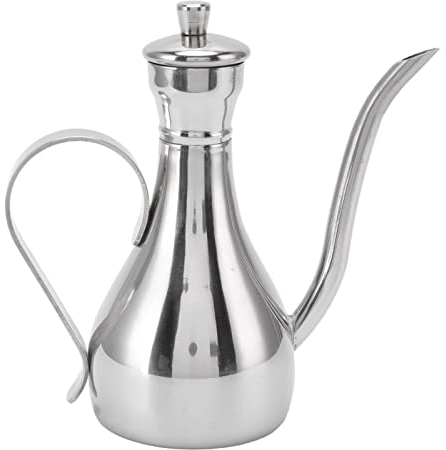 Buachois Bouteille D'huile en Acier Inoxydable, 350 ML Récipient de Distributeur de Sauce au Vinaigre D'huile D'olive, Bouteille de Distribution de Liquide Anti Fuite pour Théière à Longue Bouche