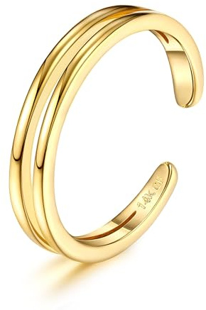 Jstyle Zehenringe für Damen, 14 Karat Gold, verstellbar, Zirkonia, Gänseblümchen, Blume, Sommer, Strand, Fußschmuck