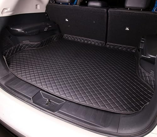 VURB Auto Leder Kofferraummatte Kofferraumwanne für A-UDI Q7/Q7 TFSI e/SQ7 TFSI SUV, Antirutschmatte Kofferraum Schutzmatte Kofferraumschutz, Kofferraummatte,Black-Red