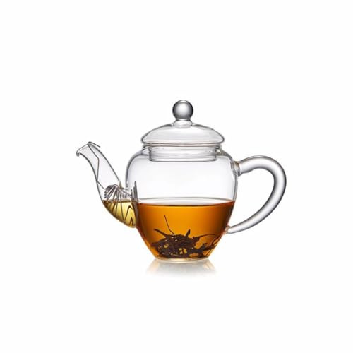SUREK Théière en Verre Transparent, Service à thé, Filtre, Bouilloire à thé avec poignée, Petite 350ml/12.3oz