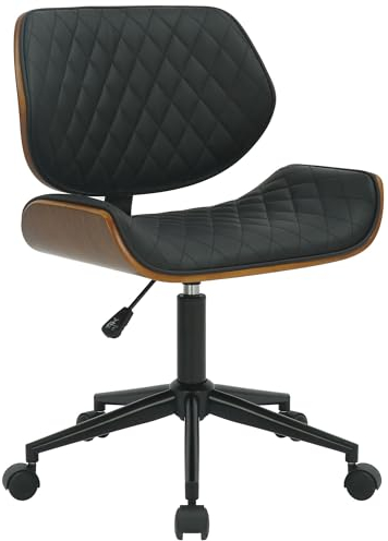 CLP Bürostuhl Harvest Kunstleder I Höhenverstellbar I Ideal Für Home-Office I PC Stuhl Und Schreibtischstuhl, Farbe:walnuss/schwarz