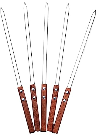 SePkus 5 Stück Kabob-Spieße, flach, breit, Wiederverwendbare Grillspieße, Edelstahl-Grillspieße, für Fleisch, Garnelen, Huhn, Gemüse (25 Stück)