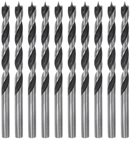 sourcing map 10pcs Brad Point Drill Bits 5mm Precise Cutting with Brad Point Tip for Woods