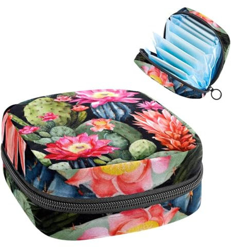 Sacchetto di immagazzinaggio del tovagliolo sanitario,Borsa mestruale,Cactus fiore cactus,Sacchetti sanitari per prodotti femminili