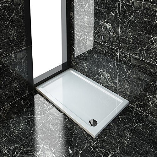 ELEGANT Rectangular Stone Shower Tray for Shower Enclosure Cubicle with Waste Trap 1200 x 800 x 40 mm