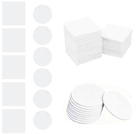 QINCAWIN 60 Pieces Self Adhesive Double Sided Tape Waterproof Sticky Pads Heavy Duty Set, Double Sided Sticky Pads for Car Home Office Accessories White Round(30mm),Square(40mm x 40mm)