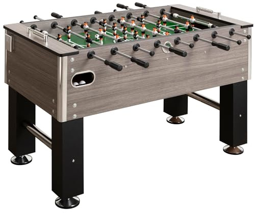 Bandito Soccer Deluxe Mesa de futbolín profesional de roble gris 80 kg, estable para jóvenes y adultos, con portavasos