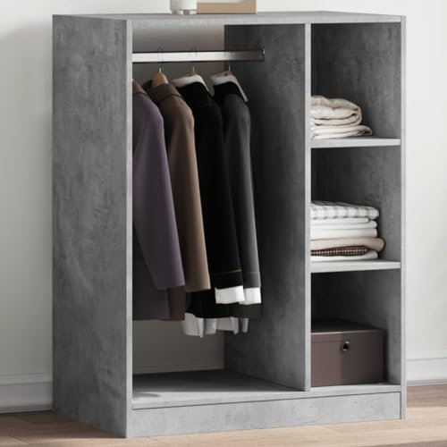CINDERFUL Kleiderschrank Betongrau 77x48x102 cm Holzwerkstoff,Kompakter Kleiderschrank mit viel Stauraum aus robustem Holzwerkstoff für dein Schlafzimmer