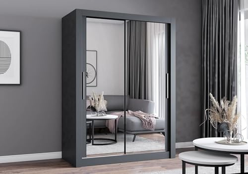 Fabryka Mebli Idźczak Kleiderschrank mit Spiegel - Schwebetürenschrank - Schlafzimmerschrank - 64 x 150 x 215 cm - Wohnzimmerschrank - Garderobenschrank, Schrank mit Zwei Türen, modern - Imoebel24
