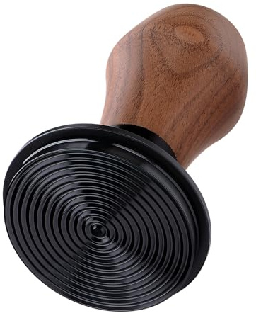Normcore Espresso-Stampfer, 58 mm, gefederter Kaffee-Tamper mit Titan-PVD-Rippenboden, Griff aus echtem amerikanischem Walnussholz