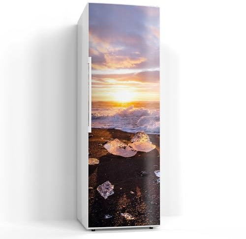 DEQORI Magnetfolie für Kühlschrank 60x180 cm | Motiv Diamantstrand | dekorative Magnetmatte Gefrierschrank Schutz | Magnet Deko-Folie selbstklebend, magnetisch & wasserabweisend