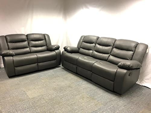 Roman 3+2 Grey Leather recliner