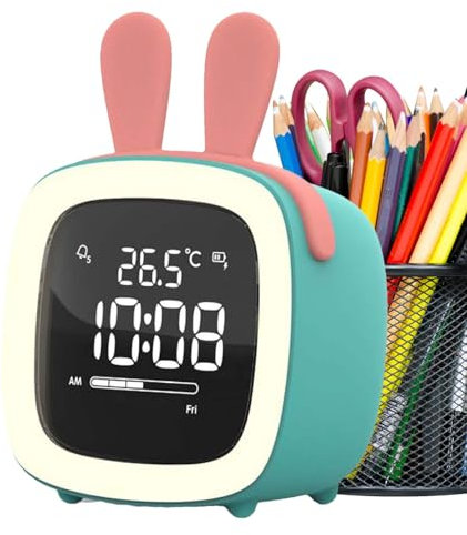 Generisch Sveglia per bambini, sveglia per bambini, simpatica lampada da notte per ragazze – sveglia per camera da letto, comodino, tavolo, cameretta dei bambini