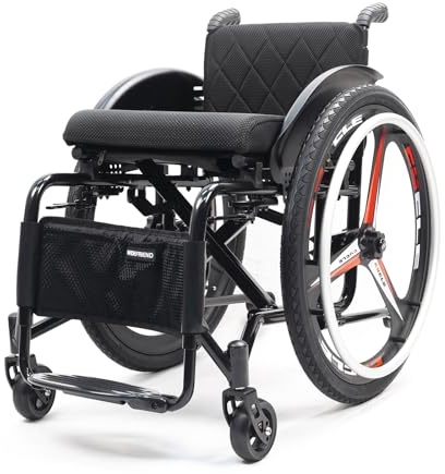 Selbstfahrender Sportrollstuhl,Multifunktionaler manueller Rollstuhl, Superleichter Rollstuhl mit Aluminiumrahmen,Faltbarer Transportrollstuhl,Belastbarkeit 100 Kg(Seat width 42cm/16.5in,Silvery)