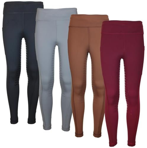 MS-Trachten Reitleggings Kinder Silikonbesatz Reithose Amy (158/164, Maroon)