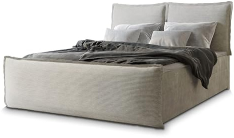 Masseno Boxspringbett Monta 180x200 cm Komplett-Set mit Matratze und Topper, Polsterbett mit Zwei Bettkästen -Creme, Lincoln 03