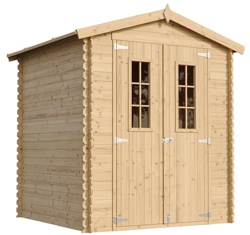 Casetta da Giardino in Legno per Esterni CON PAVIMENTO TRATTATO - L196xL186xA218 cm/ 2,82 m2 - Piccola Casetta in Legno, Rimessa Attrezzi, Deposito Bici - TIMBELA M320C+M320G