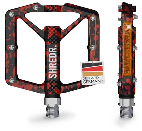 SHREDR. Shine Pedale für MTB | Hochwertige Flatpedals fürs Mountainbike | Mit Reflektoren (StVZO konform) | Special Edition - Unikat