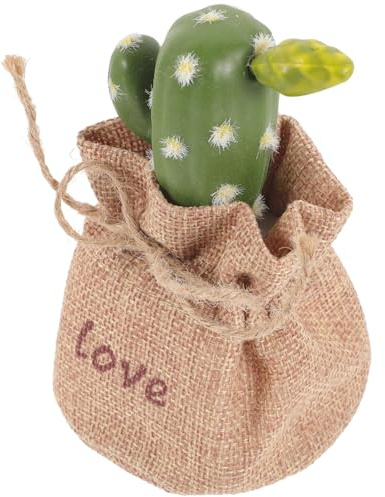 Mobestech Mini Cactus Faux Décoratif en Plastique et Lin, Ornement Délicat Texture, pour Bureau ou Étagère, Plante Grasse Artificielle Élégante