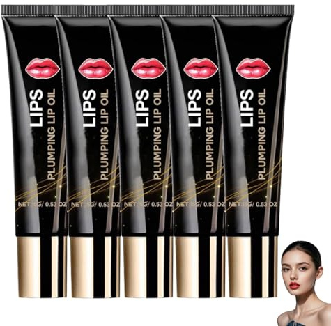 Elycura Lip Booster Serum, Elycura Lip Oil Plumper, Lippenpflege Öl mit Hyaluronsäure, Feuchtigkeitsspendender & Barriere Reparierend, Lippenpflege zum Schutz vor Trockenen Lippen (5PC)