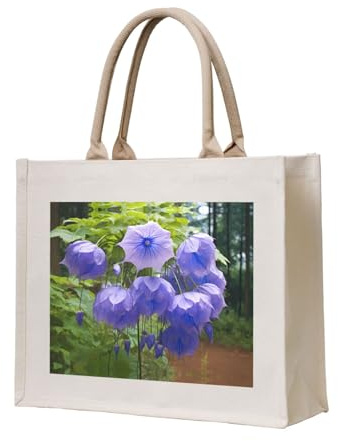 WBQLSL Le sac fourre-tout en toile imprimée campanule peut être utilisé pour le rangement, le pique-nique, la plage, la piscine et d'autres scènes.